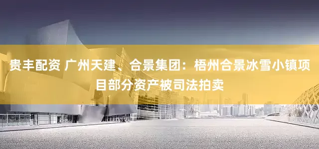 贵丰配资 广州天建、合景集团：梧州合景冰雪小镇项目部分资产被司法拍卖